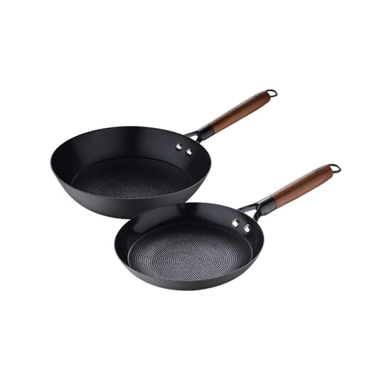 Juego de wok y sartén de hierro prensado - Odín