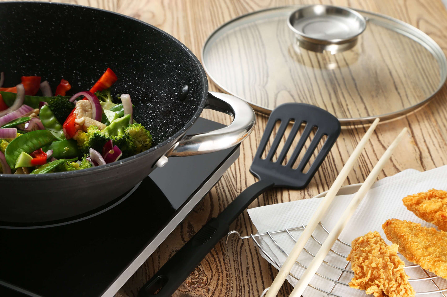 Wok con tapa y rejilla de hierro fundido - Foodies